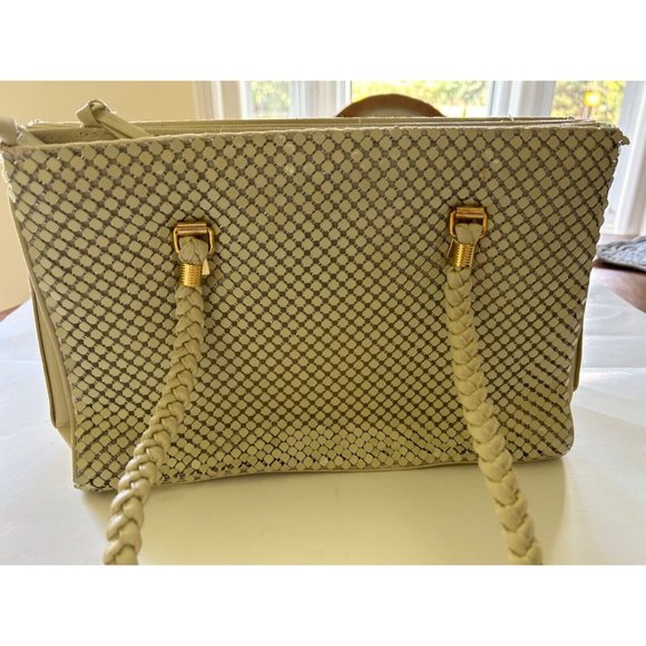 Vintage 1980's Allan Edward Handbag 12 x 18 Double Strap Mosaic Mesh Squares - Picture 2 of 10